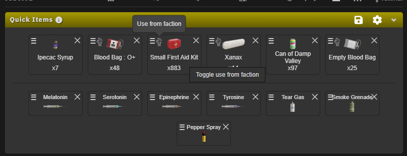 Use From Faction in Quick Items