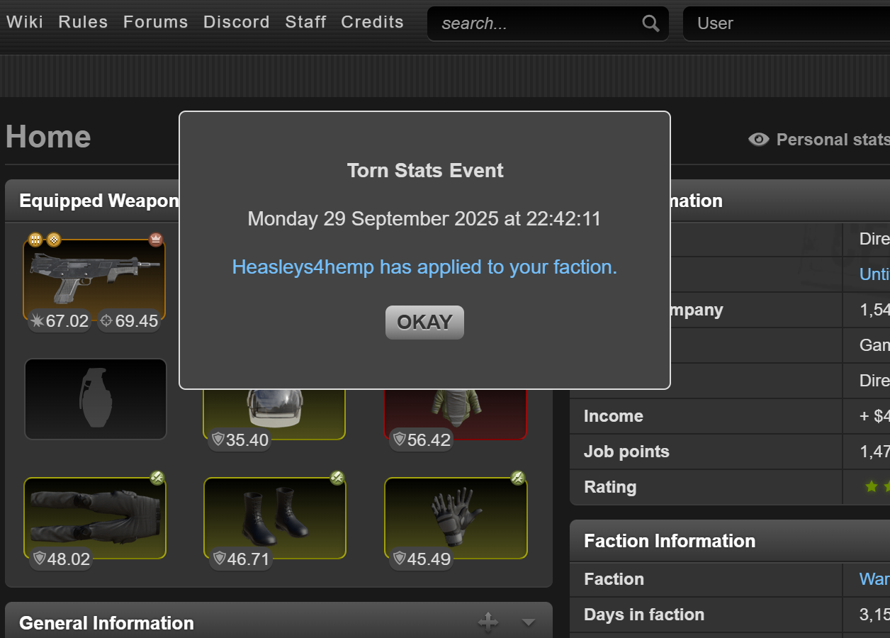 Torn Stats Events Popup